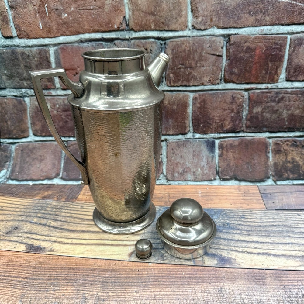 Keystone Art Deco Hammered  Cocktail Shaker Pitcher Barware 1930s Vintage EPNS